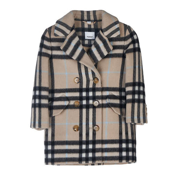 Burberry Girls Double Wool Coat 8053899 C KG6 POPPY CHK B3262 (6-10) 40518449