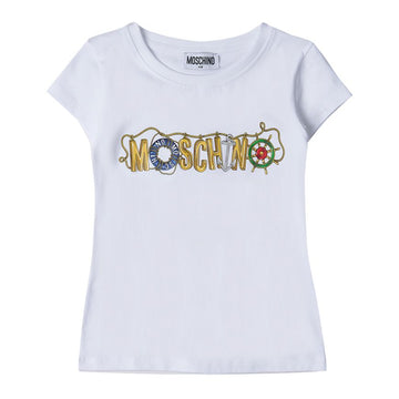MOSCHINO KIDS Mädchen Nautical Logo T-Shirt H2M042LBA00 10101 48065146