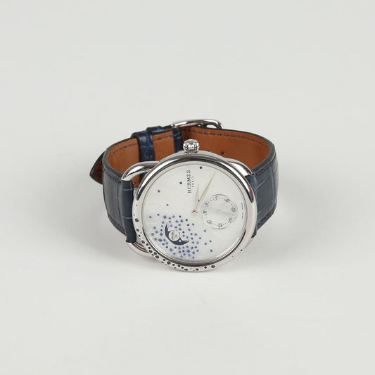Hermes Steel Diamond Sapphire Assor Petite Rune Leather Band Automatic Watch W049629WW00 66600061