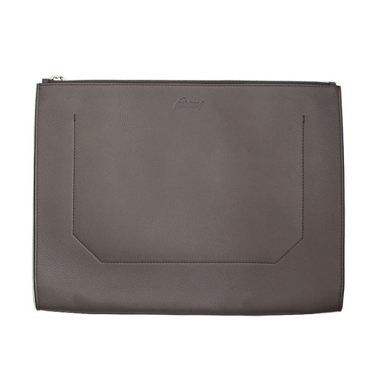 Brioni Taupe Leather Men's Clutch Bag 67503932