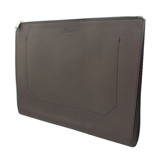 Brioni Taupe Leather Men's Clutch Bag 67503932