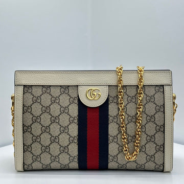 GUCCI オフィディア GG スプリーム チェーン ショルダーバッグ ホワイト ゴールド 503877 68273813