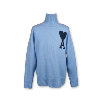 AMI Oversized Herz Rollkragenpullover Himmelblau (AM2651AC2P) 65319906