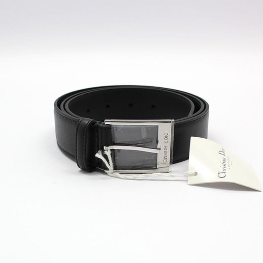 Dior Unused 4181PUXIN Black Leather Silver Buckle Belt 100 68387478
