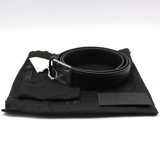 Dior Unused 4181PUXIN Black Leather Silver Buckle Belt 100 68387478