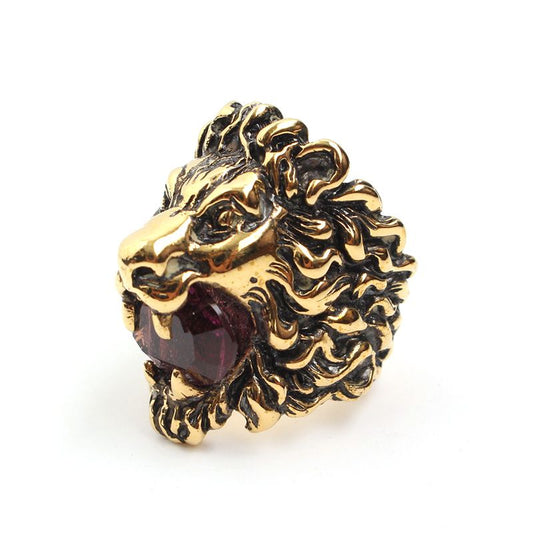 Gucci Amethyst Lion Gold-Plated Ring 14 69031135