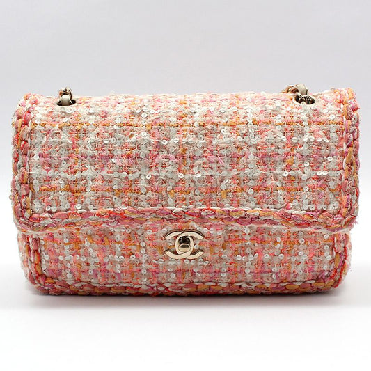 CHANEL クルーズ ツイード ゴールド クラシック ミディアム ショルダーバッグ A01112 70511768