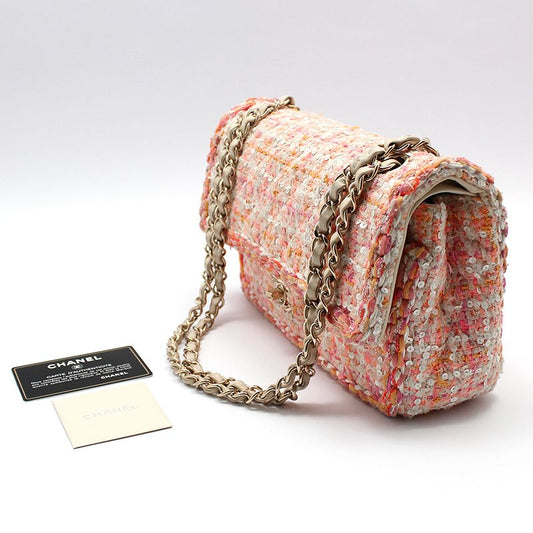 CHANEL クルーズ ツイード ゴールド クラシック ミディアム ショルダーバッグ A01112 70511768