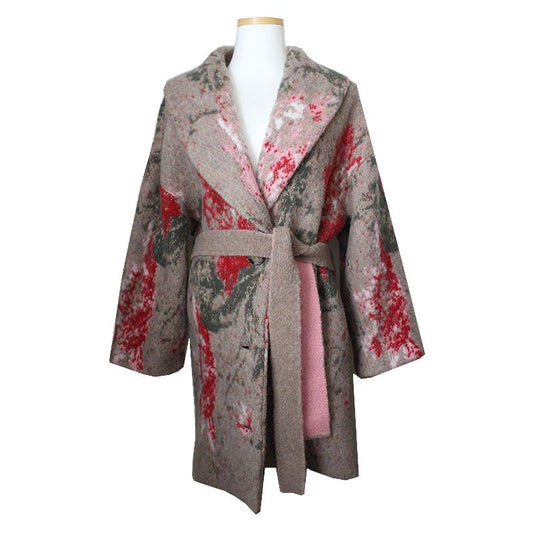 BLUMARINE Wool Blend Floral Belted Coat 55, 66 70516396