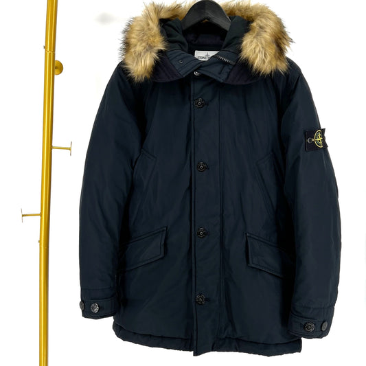 STONE ISLAND Coyote-Fell lange Daunenjacke navy 70767943