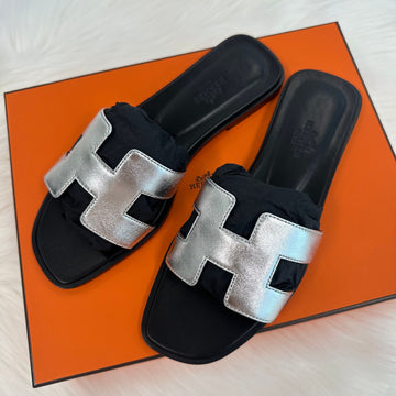 Hermes Oran Sandal Slipper Silver H020223ZH 71669026