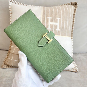 Hermes Bearn Long Wallet Vert Criquet Gold 71969646