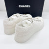 CHANEL Tweed Damen Sneakers Gold Brosche Weiß Geschenk 71977010 [P]