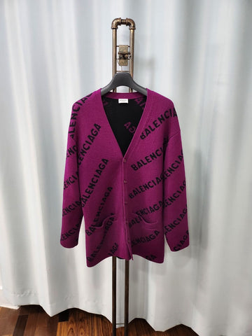 BALENCIAGA Lila Woll-Over Cardigan mit Logo S/105 71984970