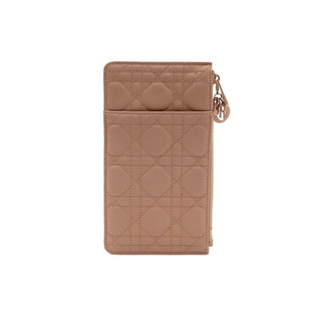 DIOR Ultra Matte Cannage Kalbsleder Kartenhalter mit Reißverschluss Geldbörse in Indi Pink / S0479SLOI 72314465