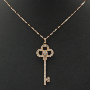 Tiffany & Co 18K Pink Rose Gold 0.64ct Diamond Crown Key Necklace 72346339