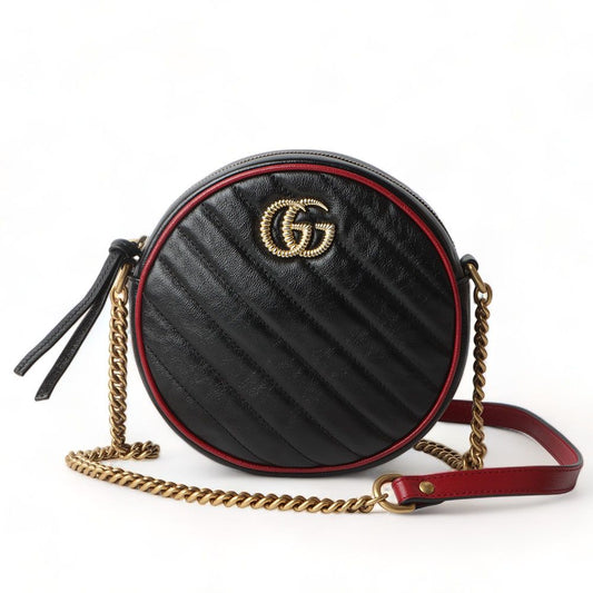 GUCCI 550154 GGマーモント ミニ ラウンド クロスボディバッグ/31999-2 72392990