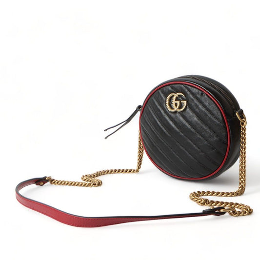 GUCCI 550154 GGマーモント ミニ ラウンド クロスボディバッグ/31999-2 72392990