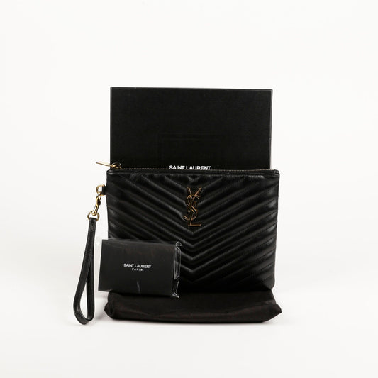 SAINT LAURENT ブラック マトラッセ モノグラム ポーチ 379039 71694255