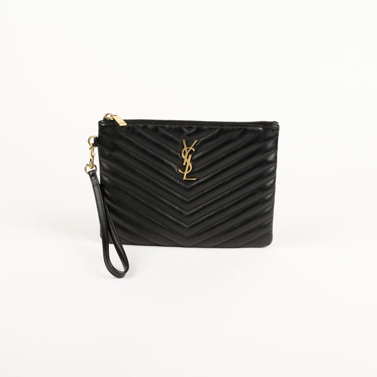 SAINT LAURENT ブラック マトラッセ モノグラム ポーチ 379039 71694255