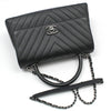 CHANEL Dark Grey Chevron Caviar Silver Coco Handle 28 Medium Shoulder Bag A92991 72502703 [P]