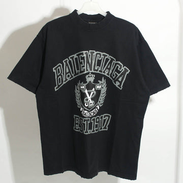 BALENCIAGA T-Shirt mit College-Logo in gewaschenem Schwarz 739784 TOVK1 8190 72579910