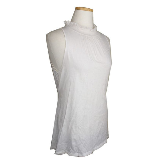 Theory White Crinkled Neck Ribbon Sleeveless Top 2 72596286