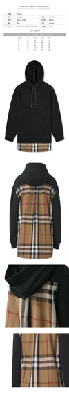 Burberry Oversized Hoodie with Check Panel Black 8044990 72618819 [P]