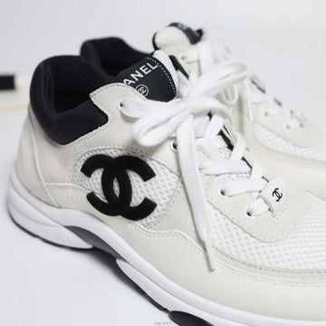 CHANEL CC Logo Tennis Sneakers Mesh Suede 2024 Latest G38299 72624566