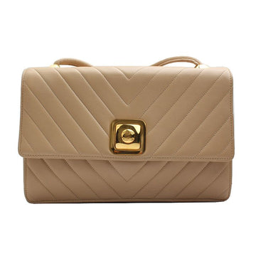 CHANEL Beige Lambskin Chevron Crossbody Bag 18 Series 72695638