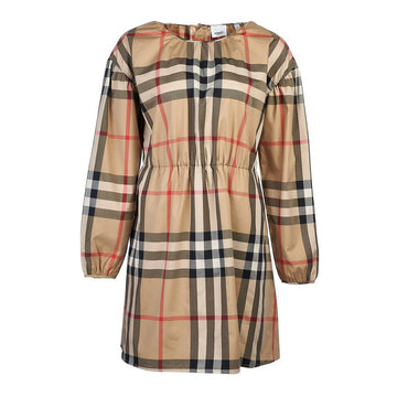 BURBERRY Mädchen Karo Stretch Baumwolle Kleid 8069100 C KG2 SAVANNAH CHK A7028 (6-10) 73110686