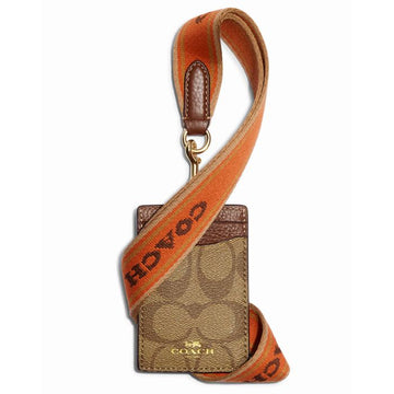 Coach Lanyard Necklace Card Holder Light Brown 73319307