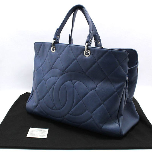 CHANEL A46886 Blauer Soft Caviar Timeless Shopper Travel Tasche Big Tote 73449971