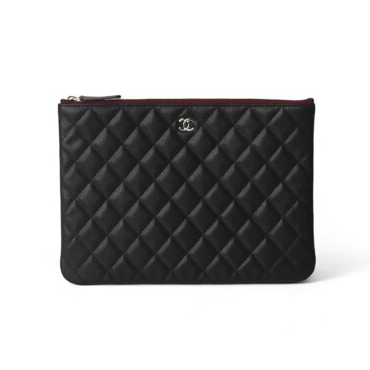 CHANEL A82545 キャビア ポケット クラッチ シルバー ニューミディアム/32135 73978663