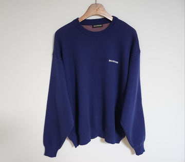 BALENCIAGA Blau Wellenlogo Wolle Strick 628743 T3176 73979674