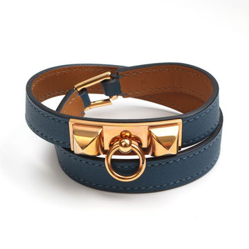 Hermes Medor Mallard Blue Double Strap Bracelet T 74254294