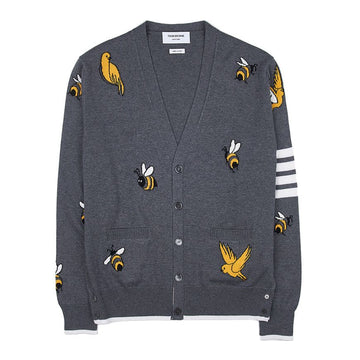 Thom Browne Men's Bird and Bees Wool Cardigan 74791597