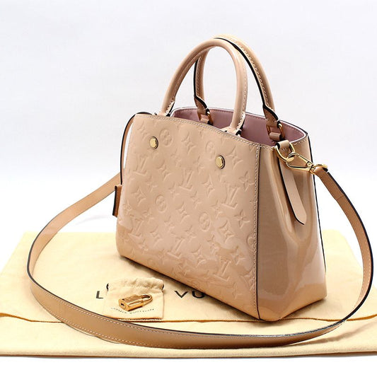 LOUIS VUITTON M50404 モノグラム ヴェルニ ベージュピンク モンテーニュBB ショルダーバッグ 74840603