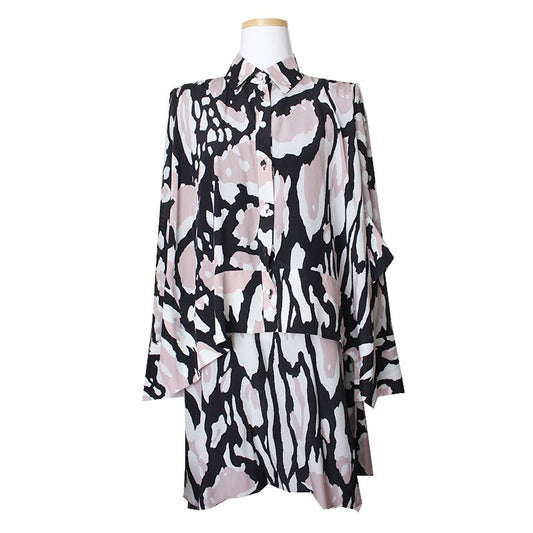 ROBERTO CAVALLI ロベルト・カヴァリ プリント シルク シャツ ワンピース 44 75079774