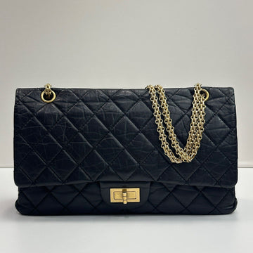 CHANEL Vintage 2.55 Large Flap Bag Black 17 Series 75100143