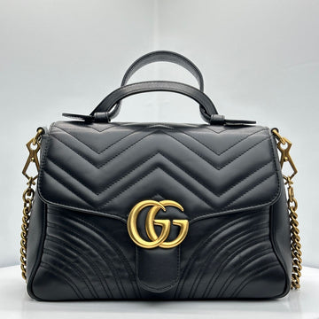 Gucci Matelassé Chevron Gold GG Marmont Small Top Handle 75111071