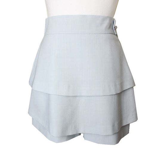 Maje Light Blue Tiered Skirt Short Pants 44, Small 55 75416719