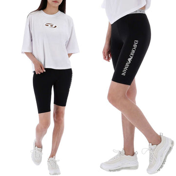 Emporio Armani 25 Inch Lucky Chance Logo Banding Biker Half Leggings 31703478