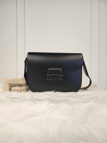 Gucci 1955 Horsebit Shoulder Bag Black (700457) 75544090