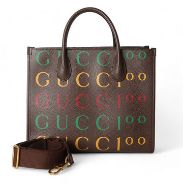 GUCCI 680956 レタリングプリント 100周年 トップハンドルショルダーバッグ /32212-2 75627006