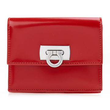 SALVATORE FERRAGAMO 間違いなくコンパクトなガンチーニ財布 22 0434 FLAME RED 0760660 75826322