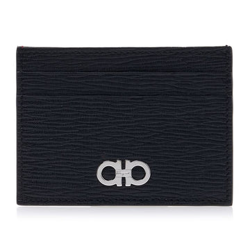 SALVATORE FERRAGAMO メンズ ダブル ガンチーニ カードケース 66 A387 NERO PEBBLE 0704957 75828409