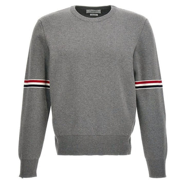 THOM BROWNE Milano Streifen Ärmel Strick Light Grey MKA326A Y3001 055 75832977