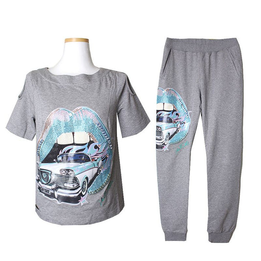 PHILIPP PLEIN フィリップ・プレイン クチュール ストラス Tシャツ ジョガーパンツ セットアップ 55 75915541