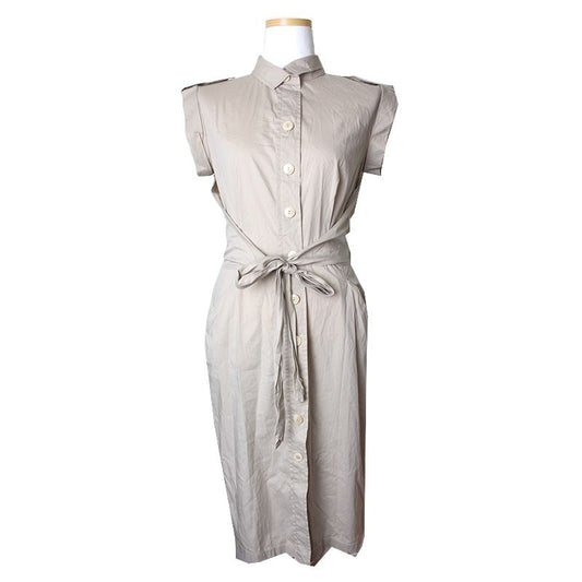 MAXMARA カーキ ノースリーブ ロングドレス 44 75920990